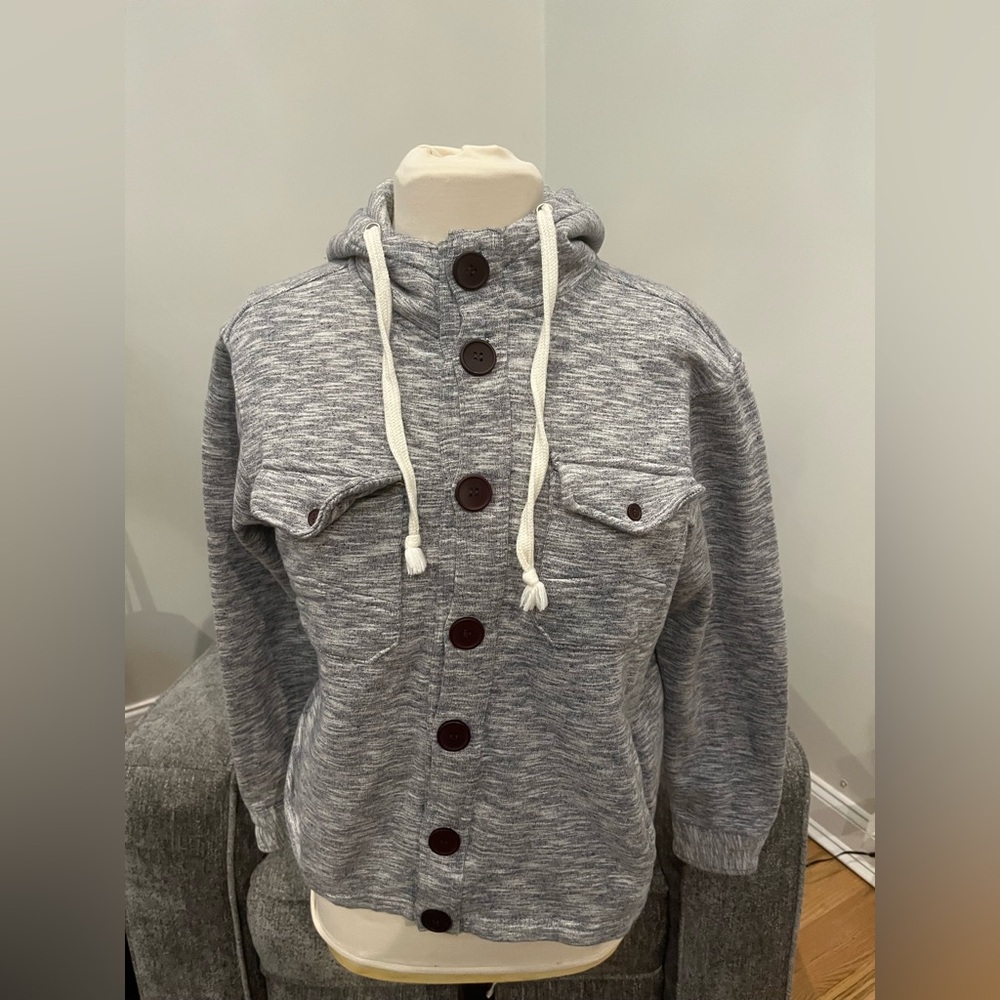 Pd&C Men’s Small Collared Hooded Snap-up Jacket‎ Heather Gray